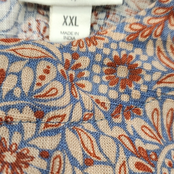 A.N.A Boho Floral Long Sleeve Blouse Sz XXL - Picture 7 of 8